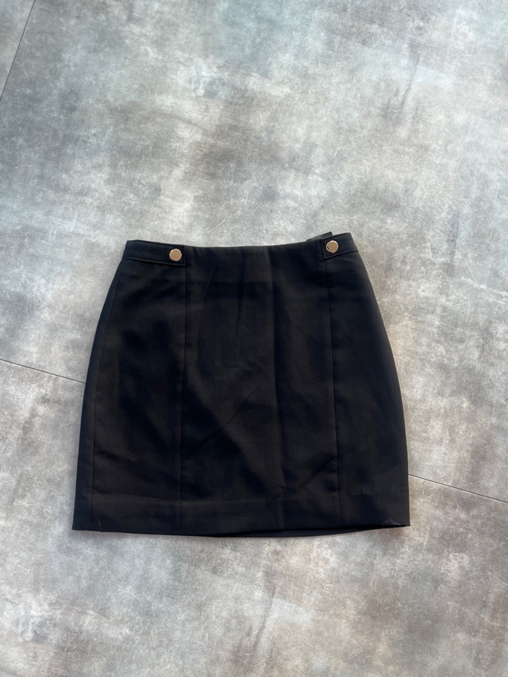 H&M Black Mini Skirt with Gold Button Accents